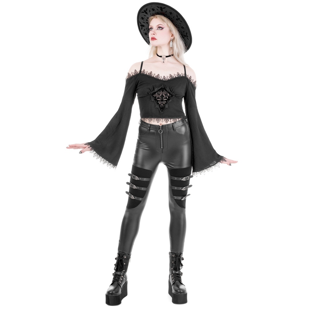 Restyle - Cathedralis Buckle Skinny fit broek - Zwart